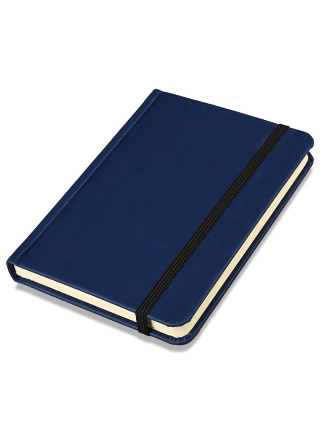 FIS® Hard Cover Notebook, Italian PU Materials, A6 Size(105x148mm),240 Pages, Plain No Ruling, Round Corners with Elastic Band Closure,70gsm Italian Ivory Paper,1 Piece, Blue Cover Color-FSNBPL1605 - Image 1